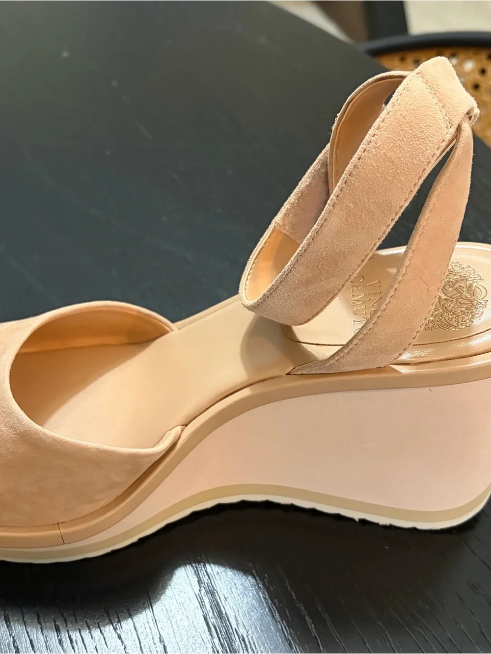 Vince Camuto Blush Tan Suede Wedge Sandals